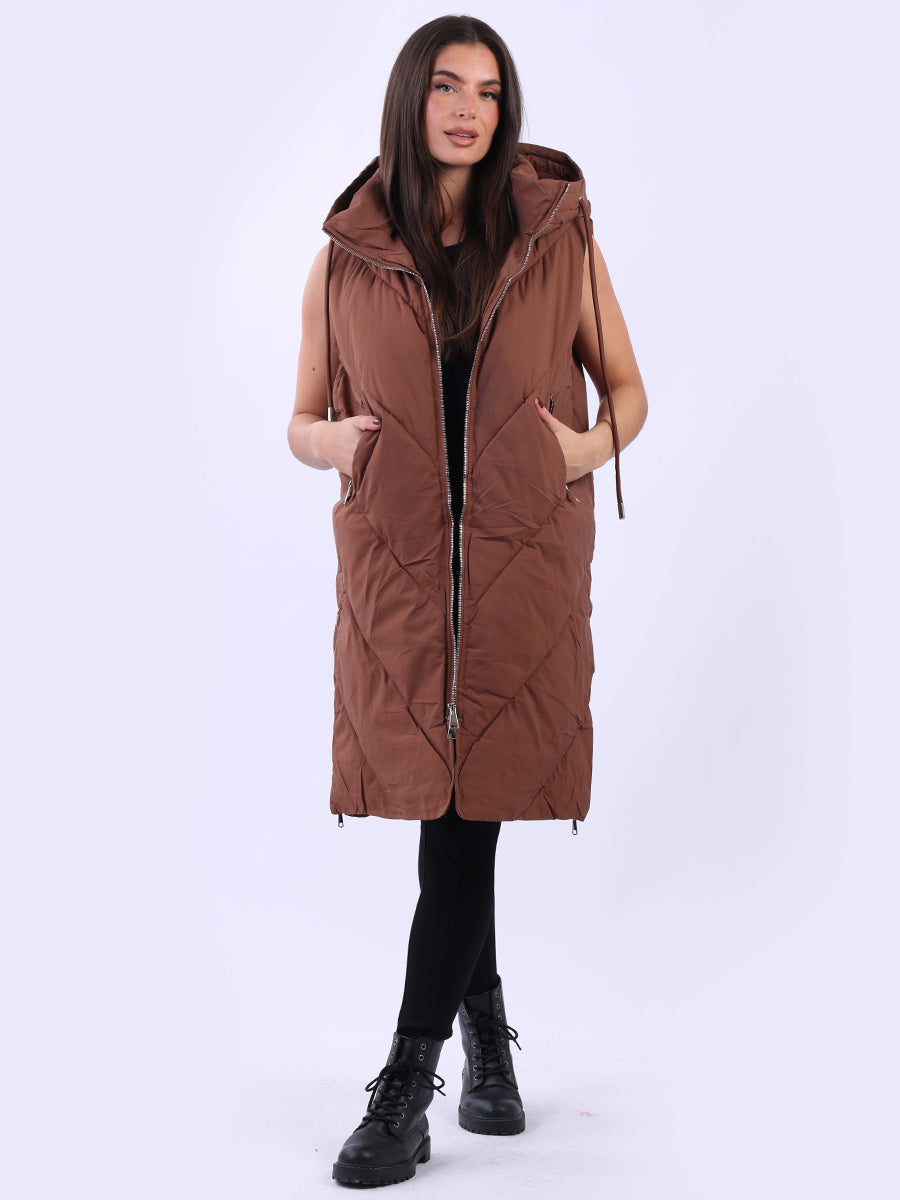 Italian Women Plus Size Lagenlook Puffer Hoodie Gilet