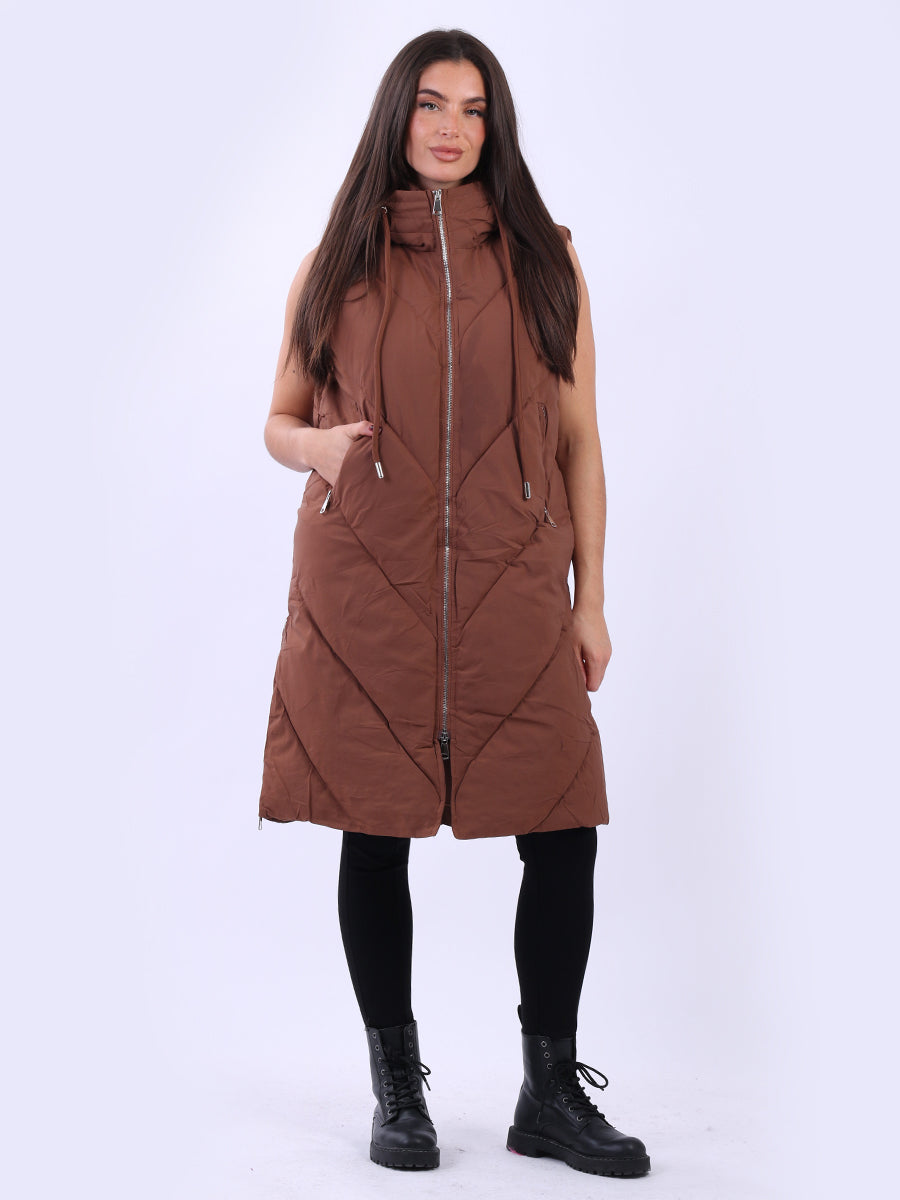 Italian Women Plus Size Lagenlook Puffer Hoodie Gilet