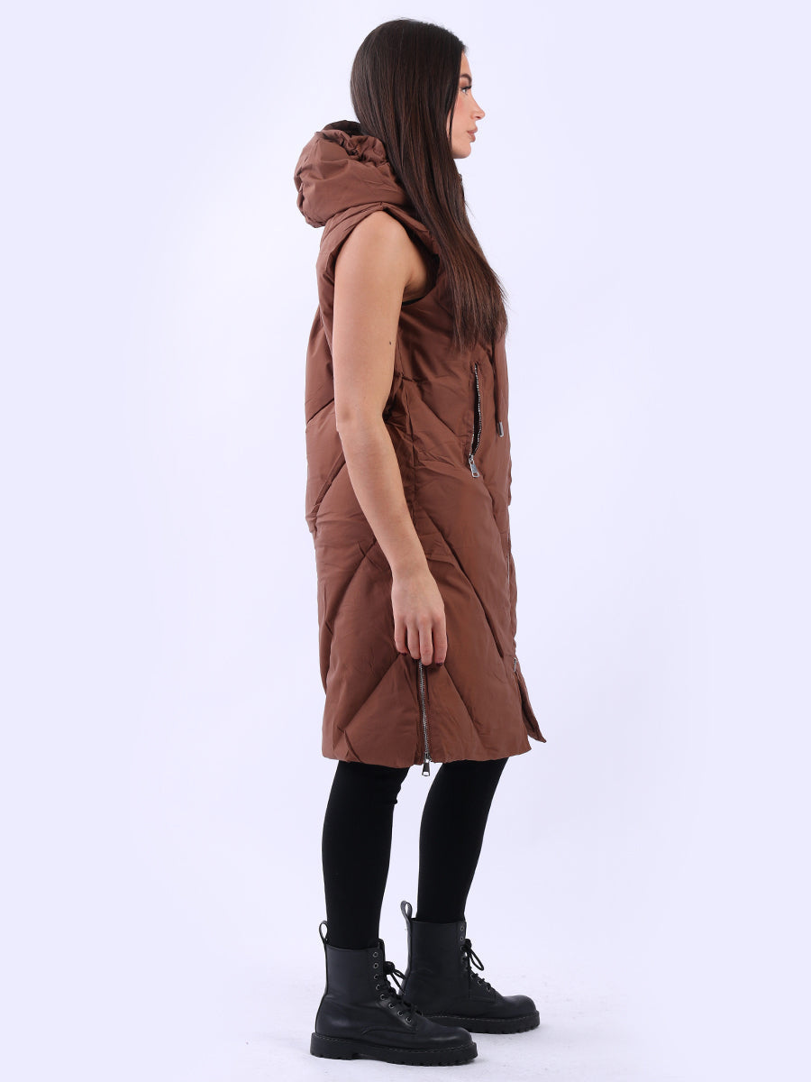 Italian Women Plus Size Lagenlook Puffer Hoodie Gilet