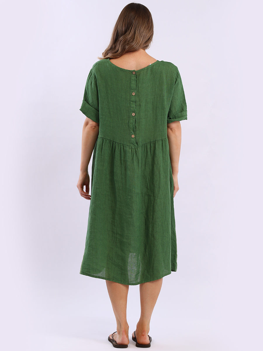 Plain Linen Swing Midi Dress