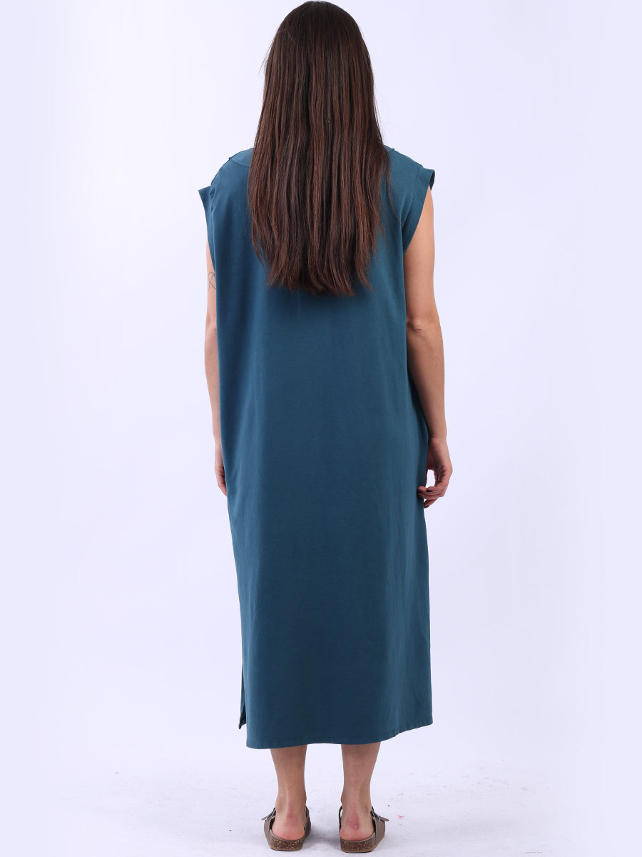 Plus Size Padded Shoulder Plain Tank Dress