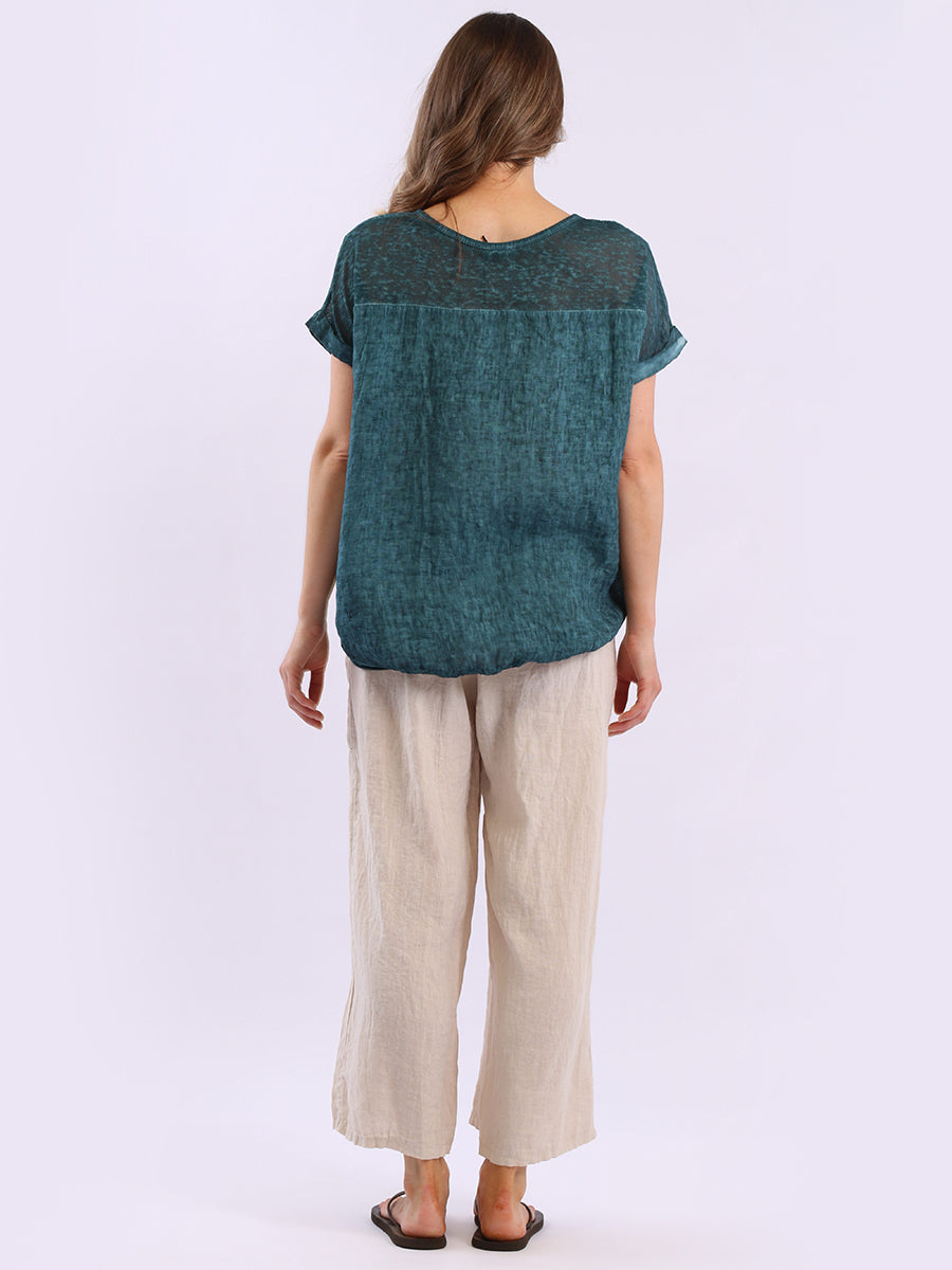 Linen Hi-Lo Ladies Vintage Washed Top