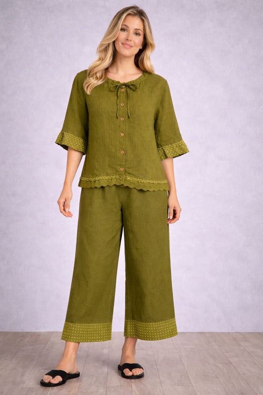 Linen Crop Top Olive