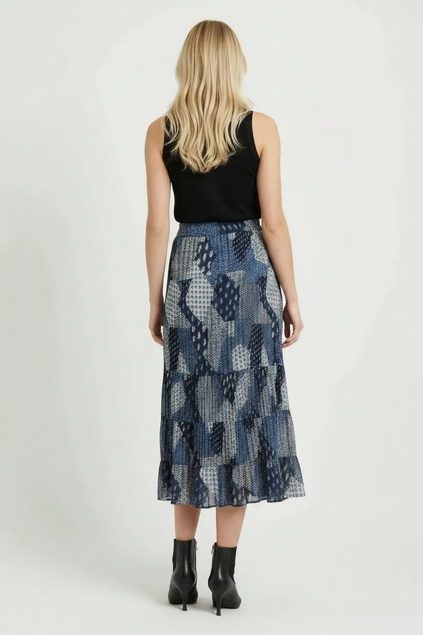Patch Printed Plus Size Cotton Skirt