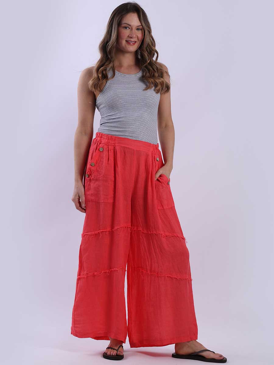 Wide Leg Linen Pant Coral