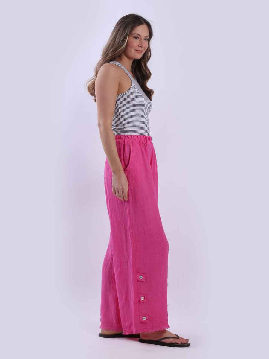 Plain Wide Leg Linen Pant