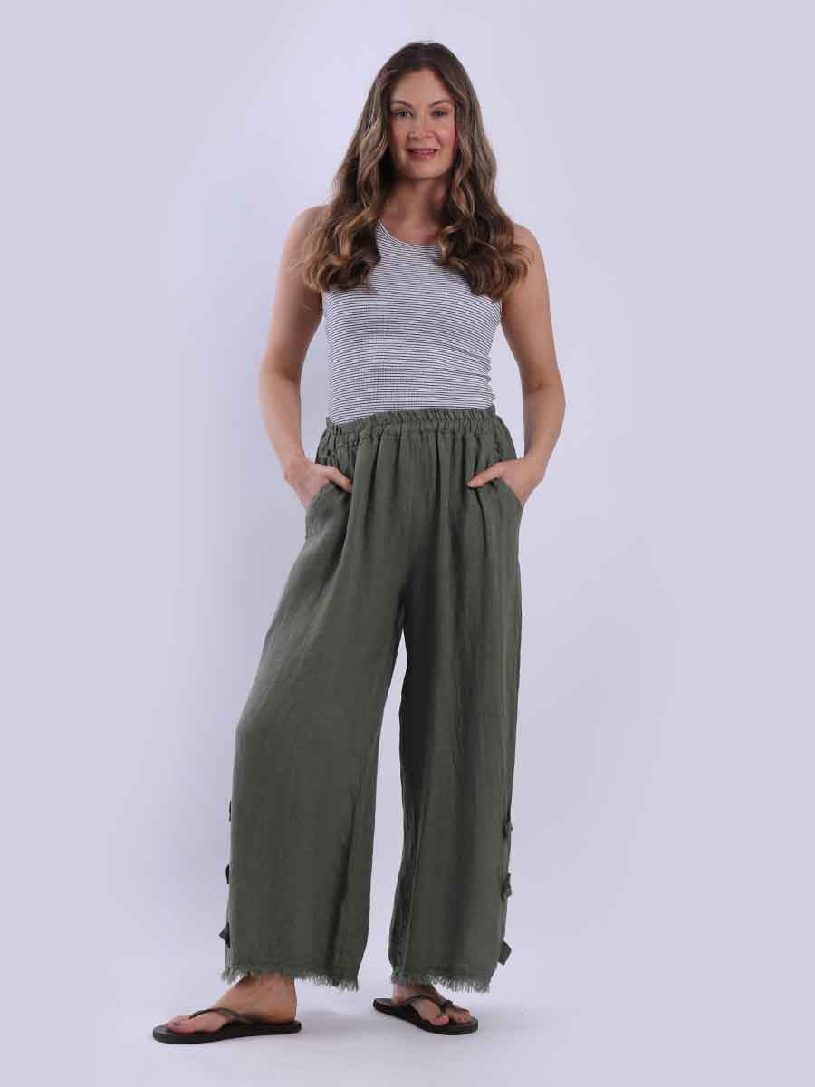 Wide Leg Linen Pant Khaki
