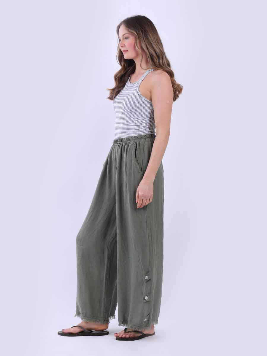 Plain Wide Leg Linen Pant