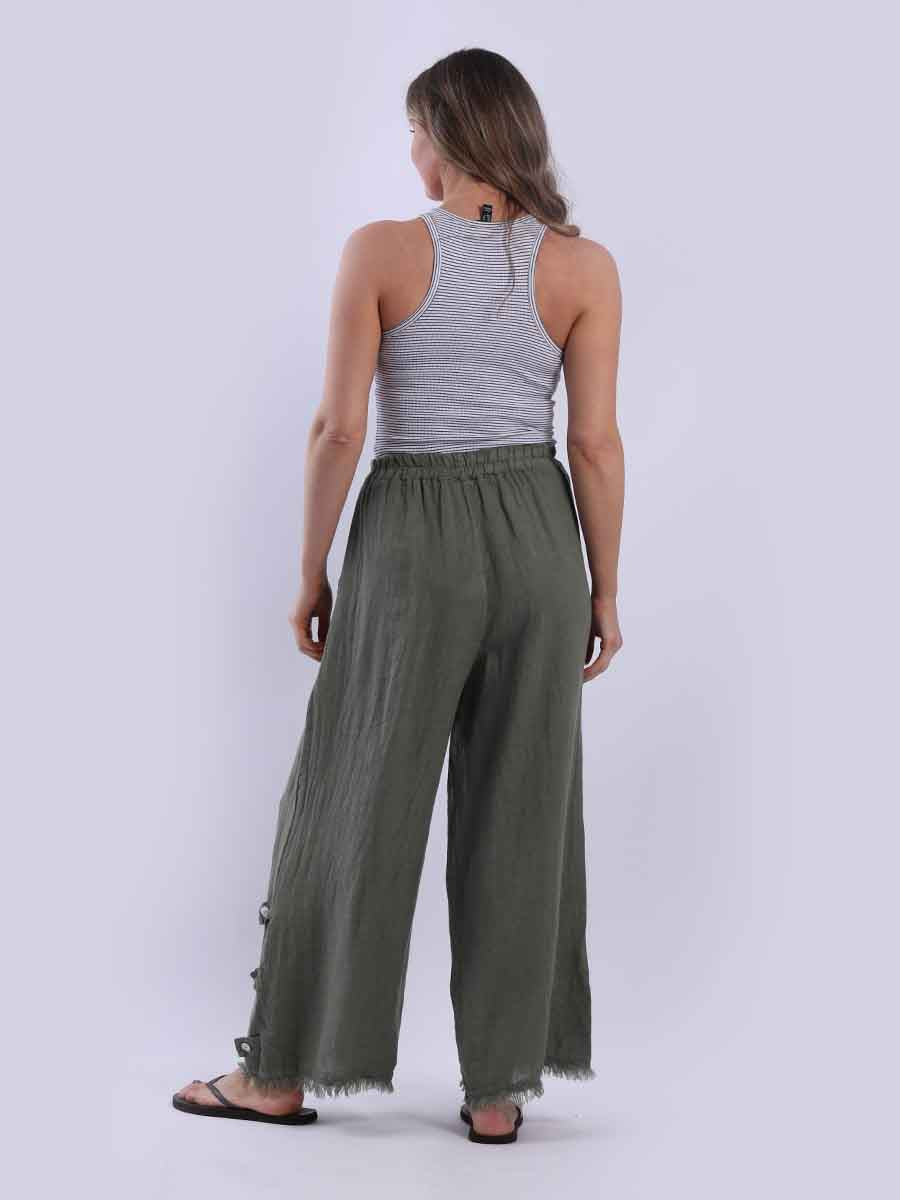 Plain Wide Leg Linen Pant