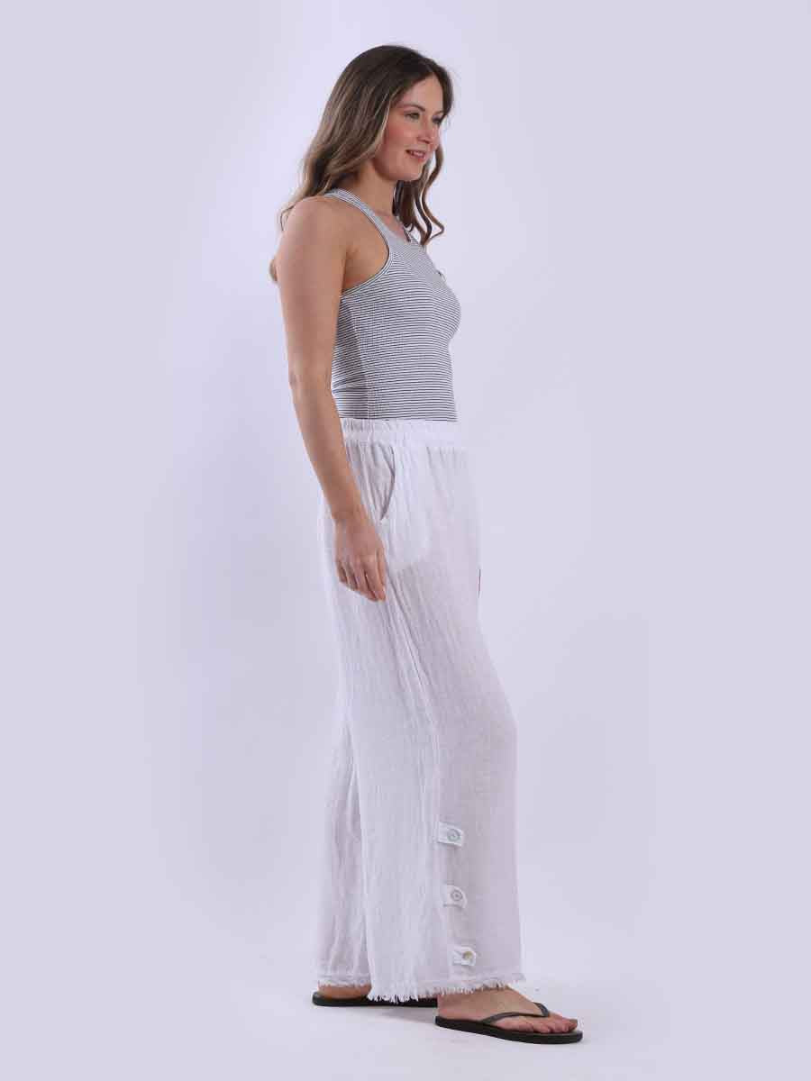 Plain Wide Leg Linen Pant