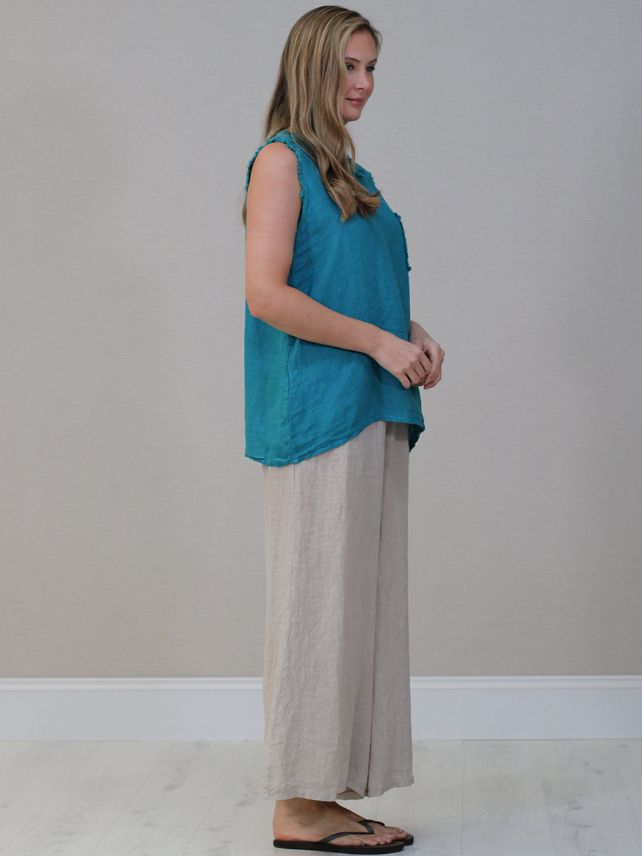 Raw Edge Linen Tank Top