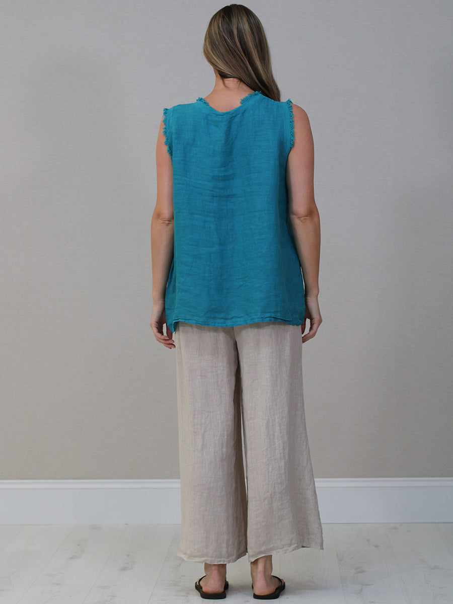 Raw Edge Linen Tank Top