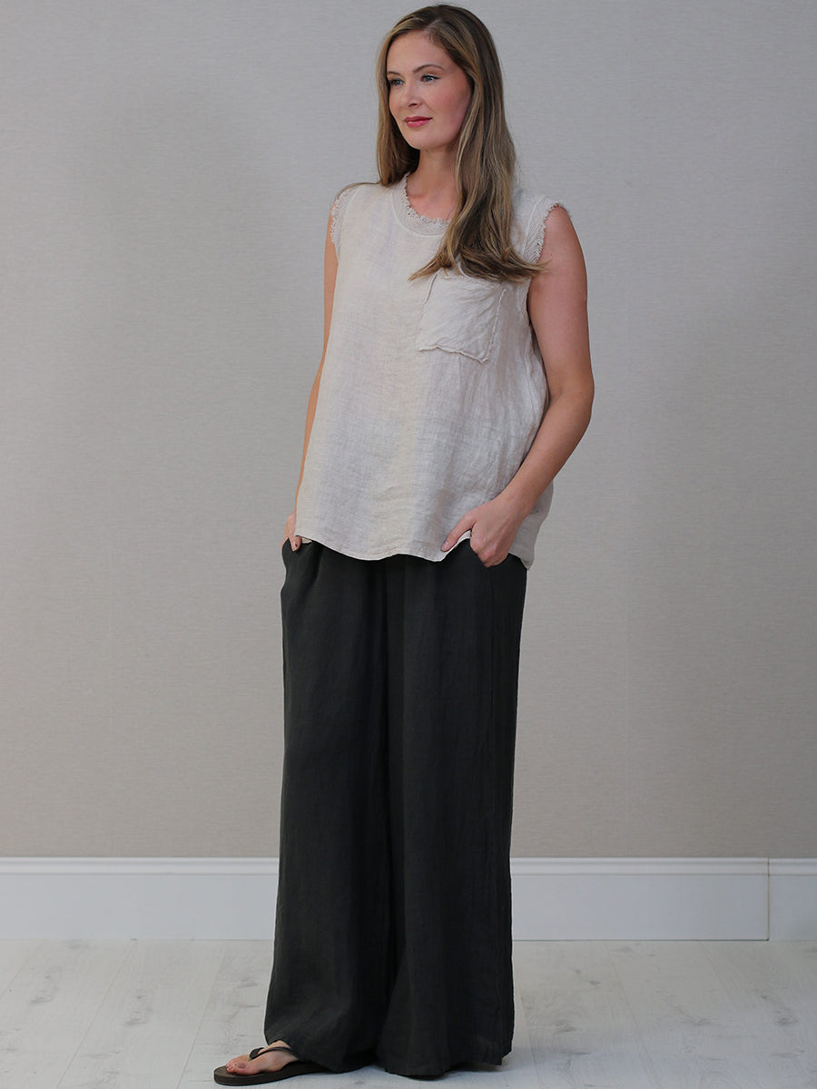 Raw Edge Linen Tank Top