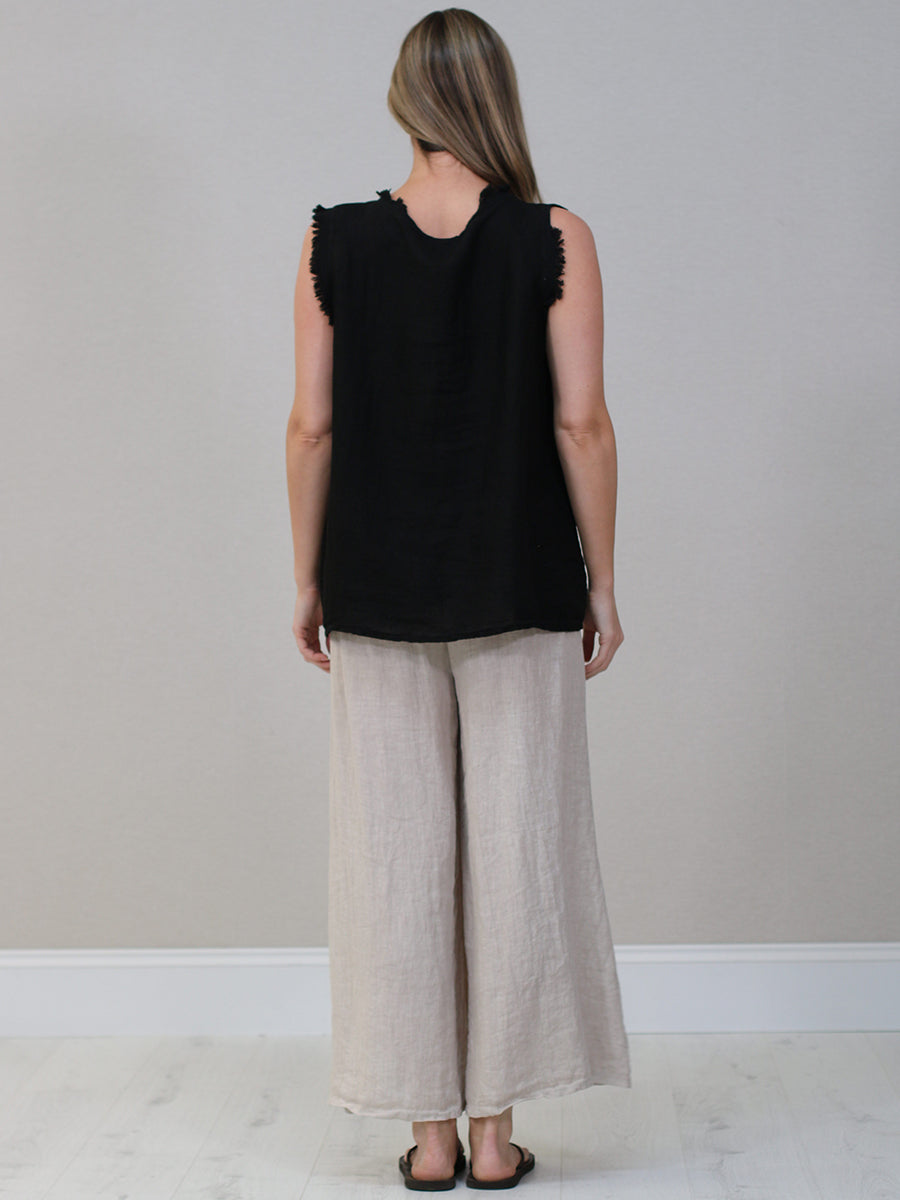 Raw Edge Linen Tank Top