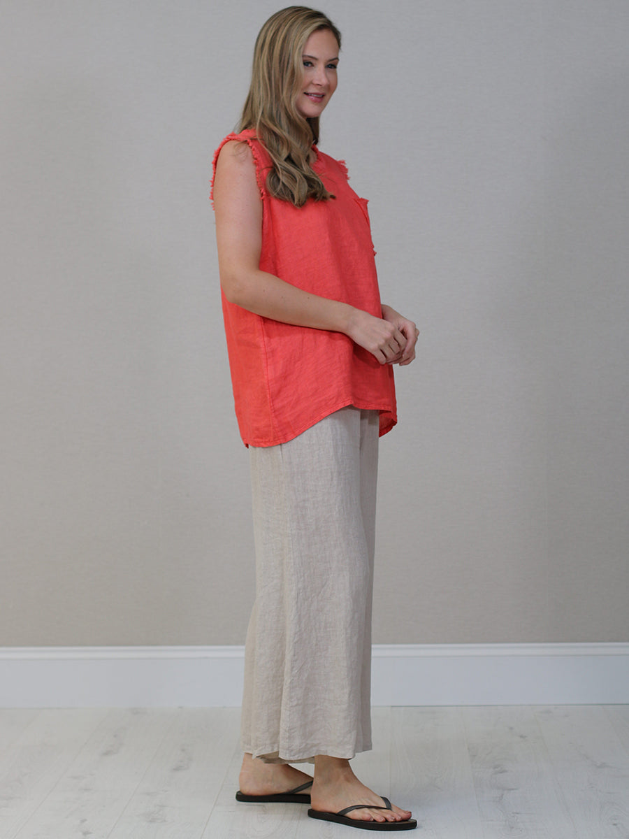 Raw Edge Linen Tank Top