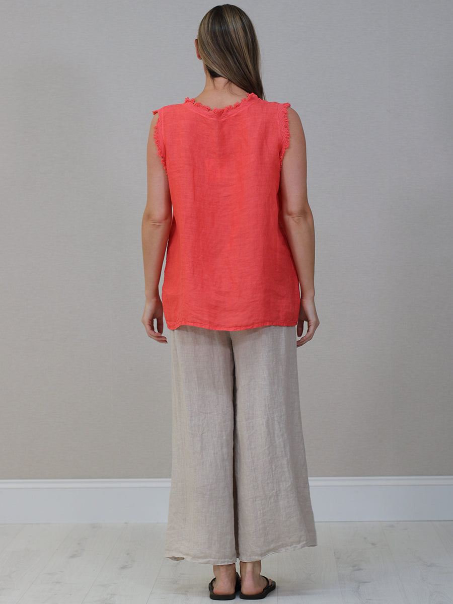Raw Edge Linen Tank Top