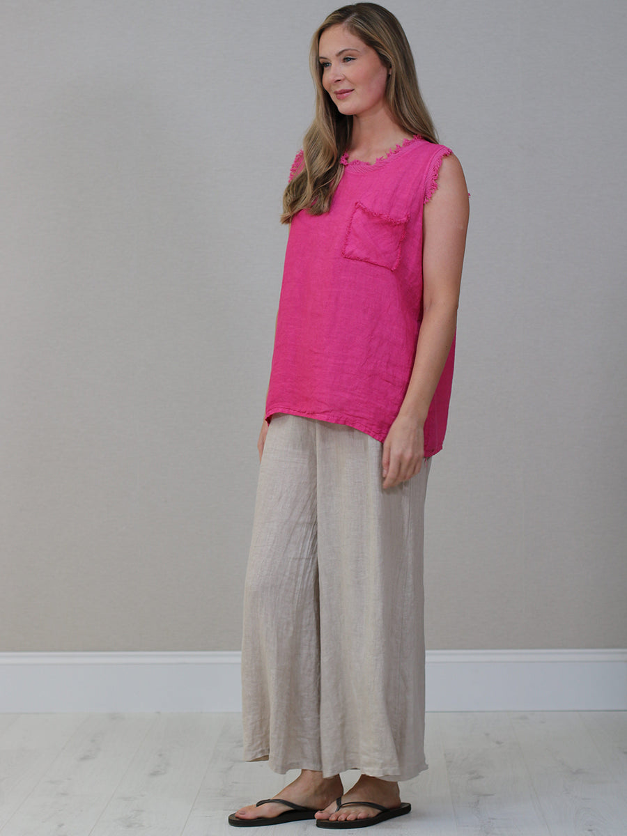 Raw Edge Linen Tank Top