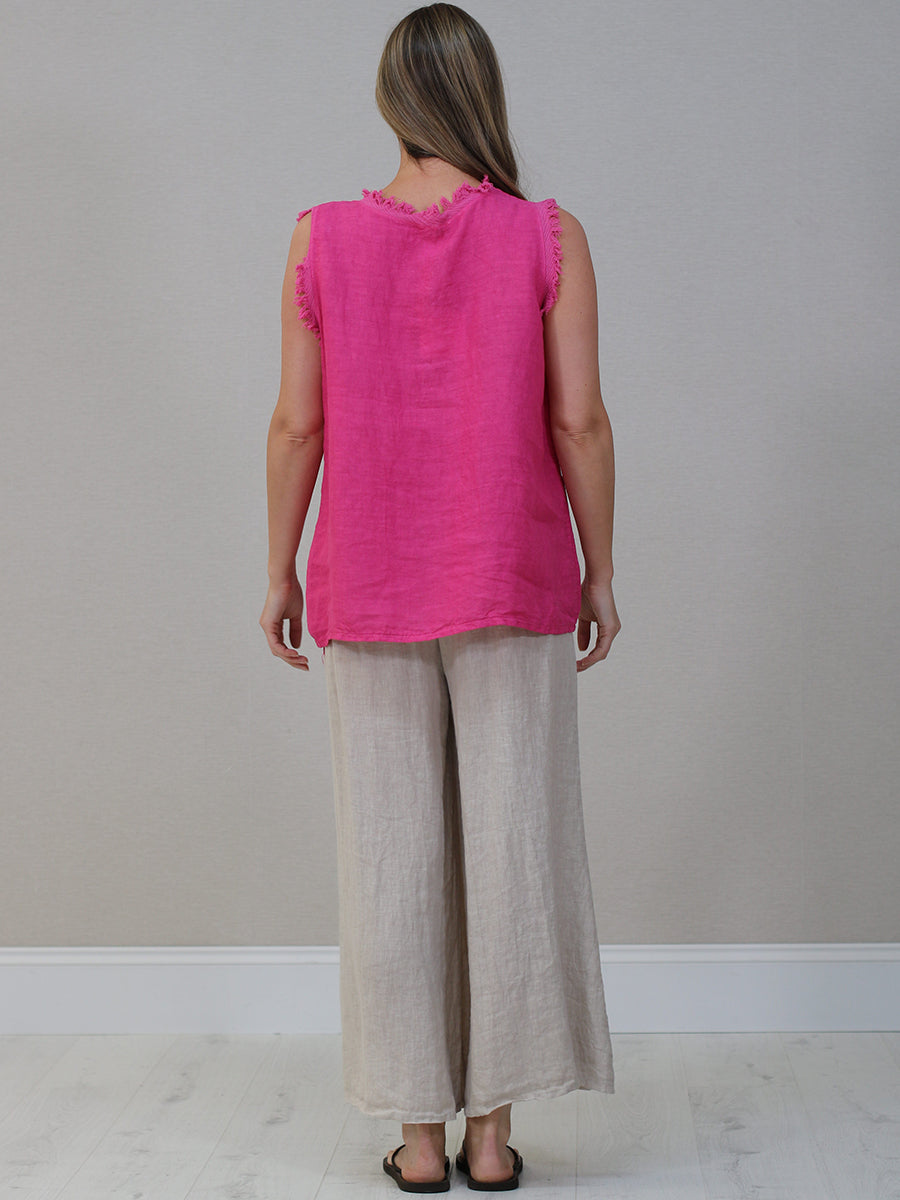 Raw Edge Linen Tank Top