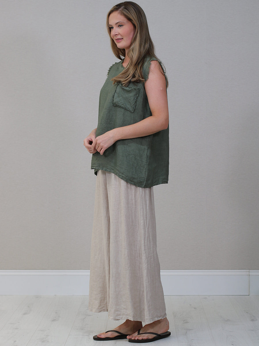 Raw Edge Linen Tank Top