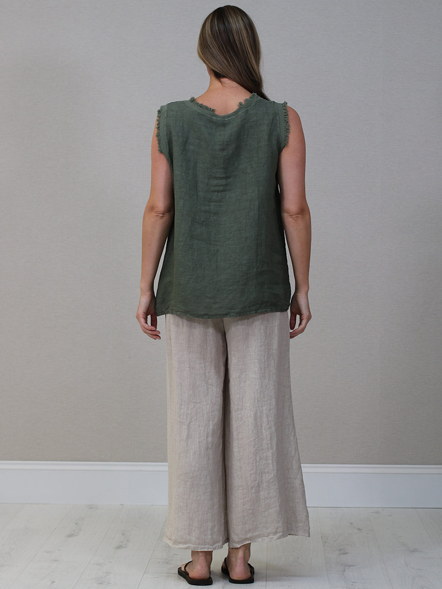 Raw Edge Linen Tank Top