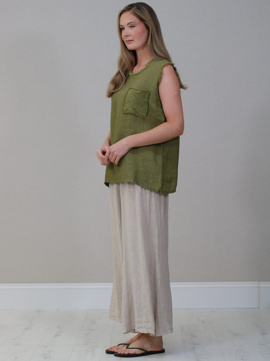 Raw Edge Linen Tank Top