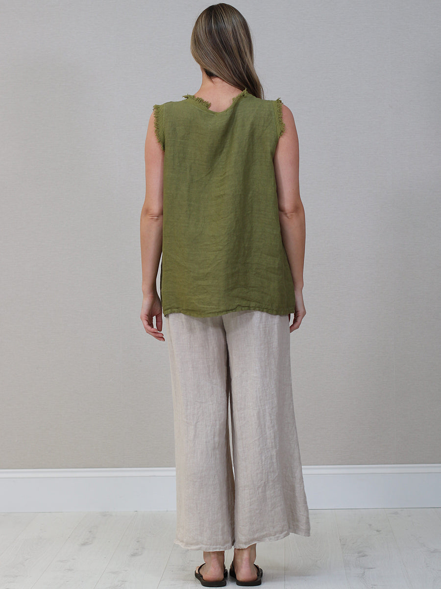 Raw Edge Linen Tank Top