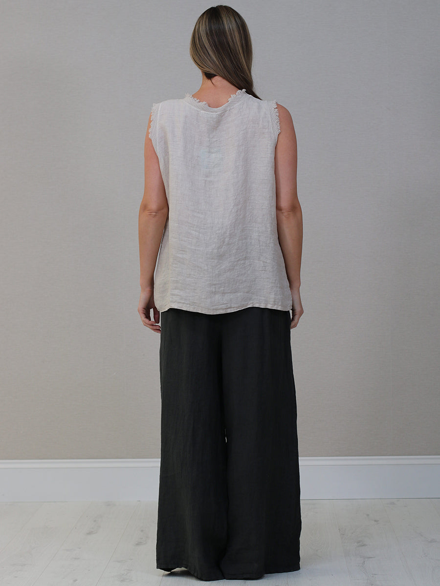 Raw Edge Linen Tank Top