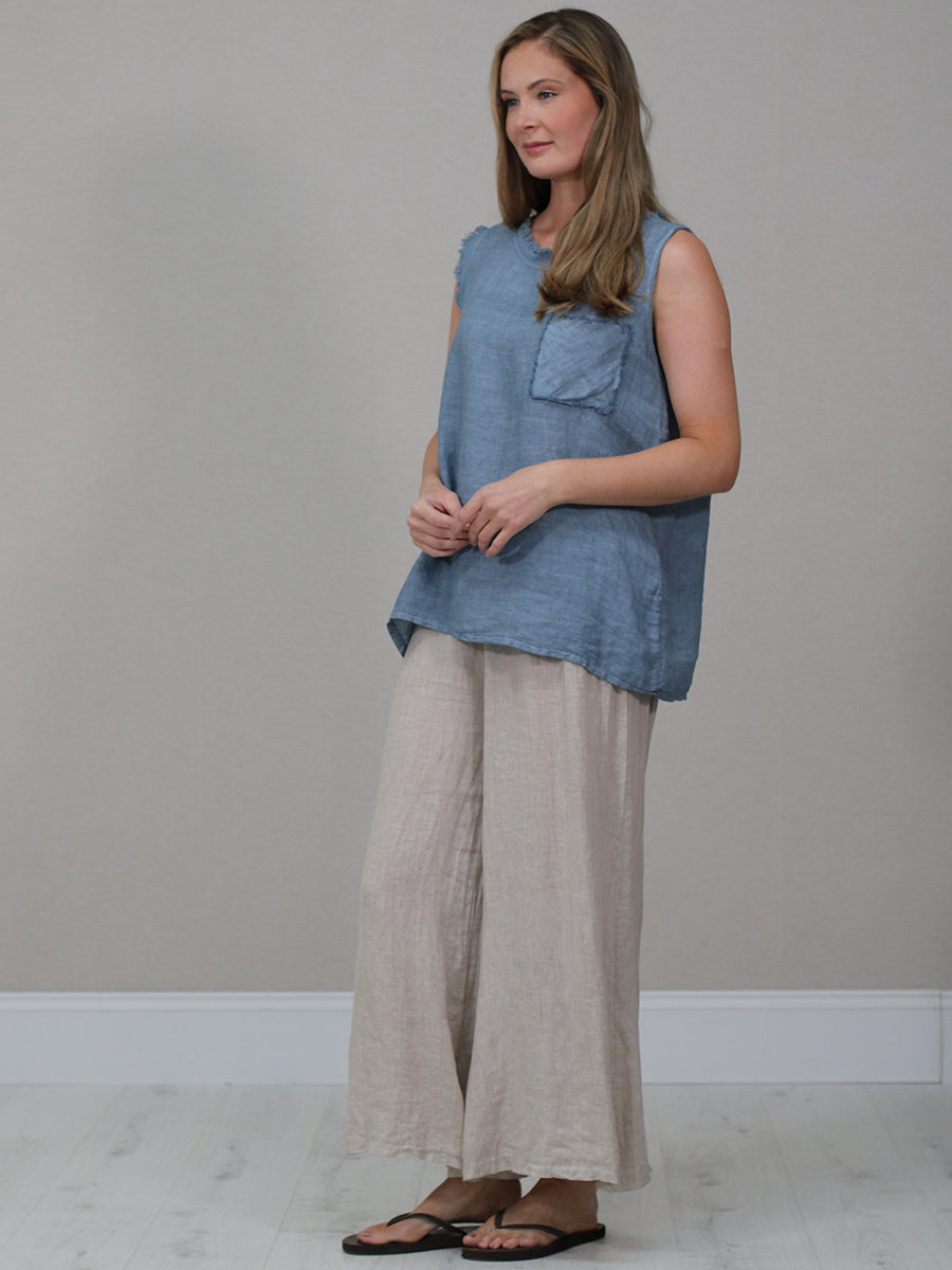 Raw Edge Linen Tank Top