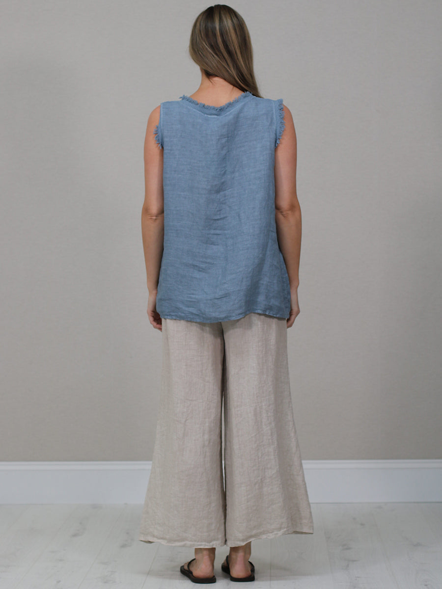 Raw Edge Linen Tank Top