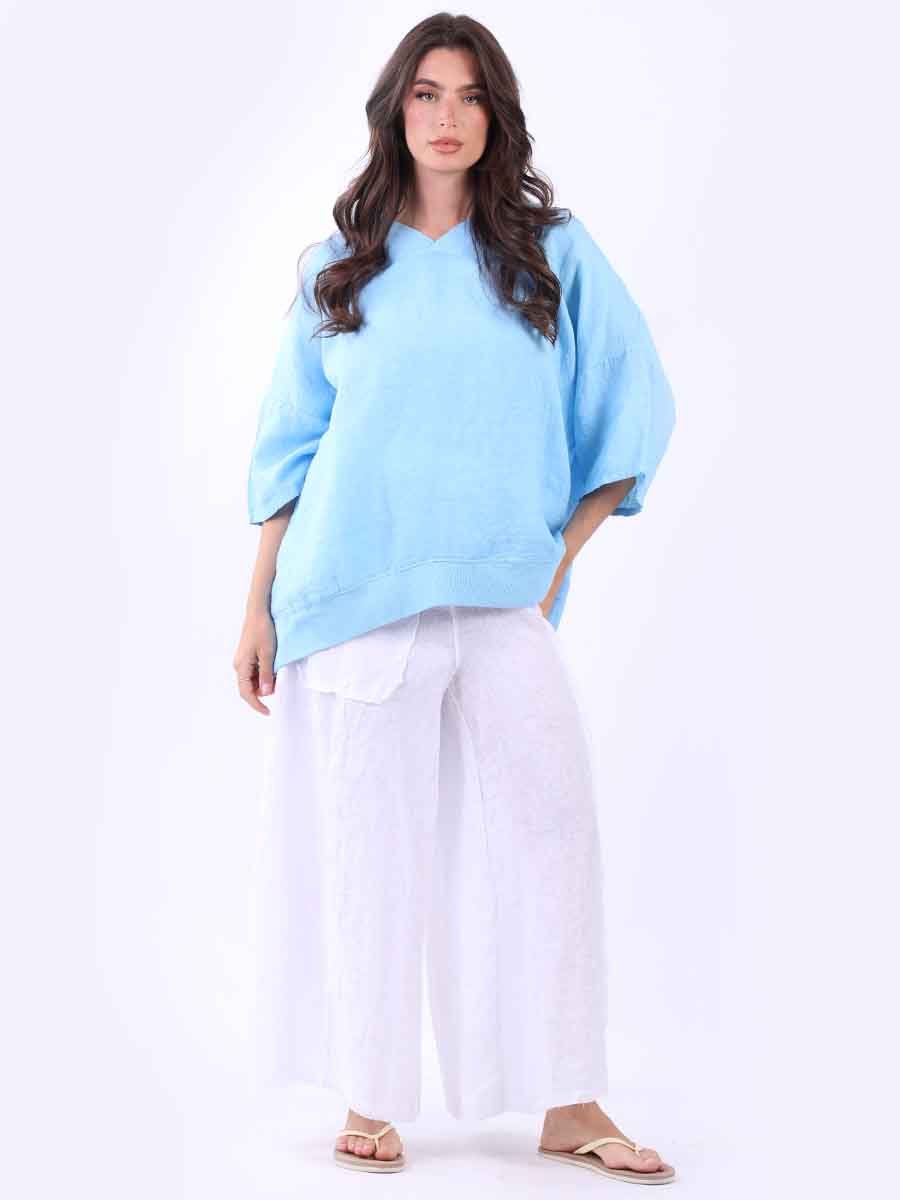 Oversized Satin Top Azure