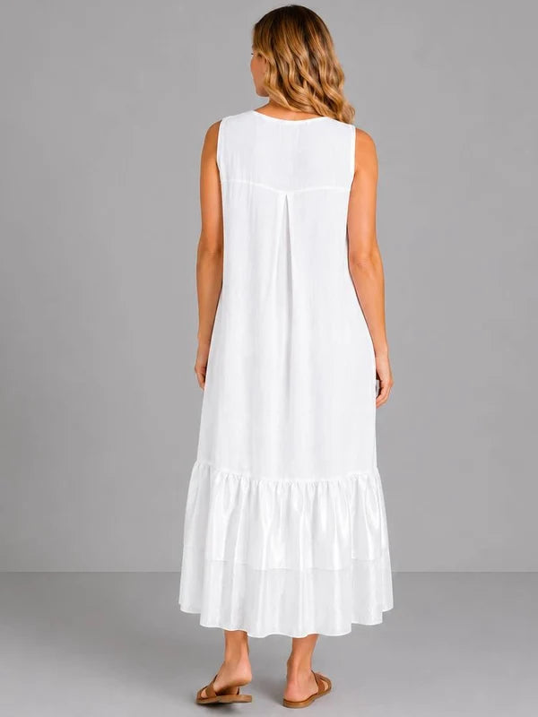 Sequin Flower Frill Hem Maxi Dress