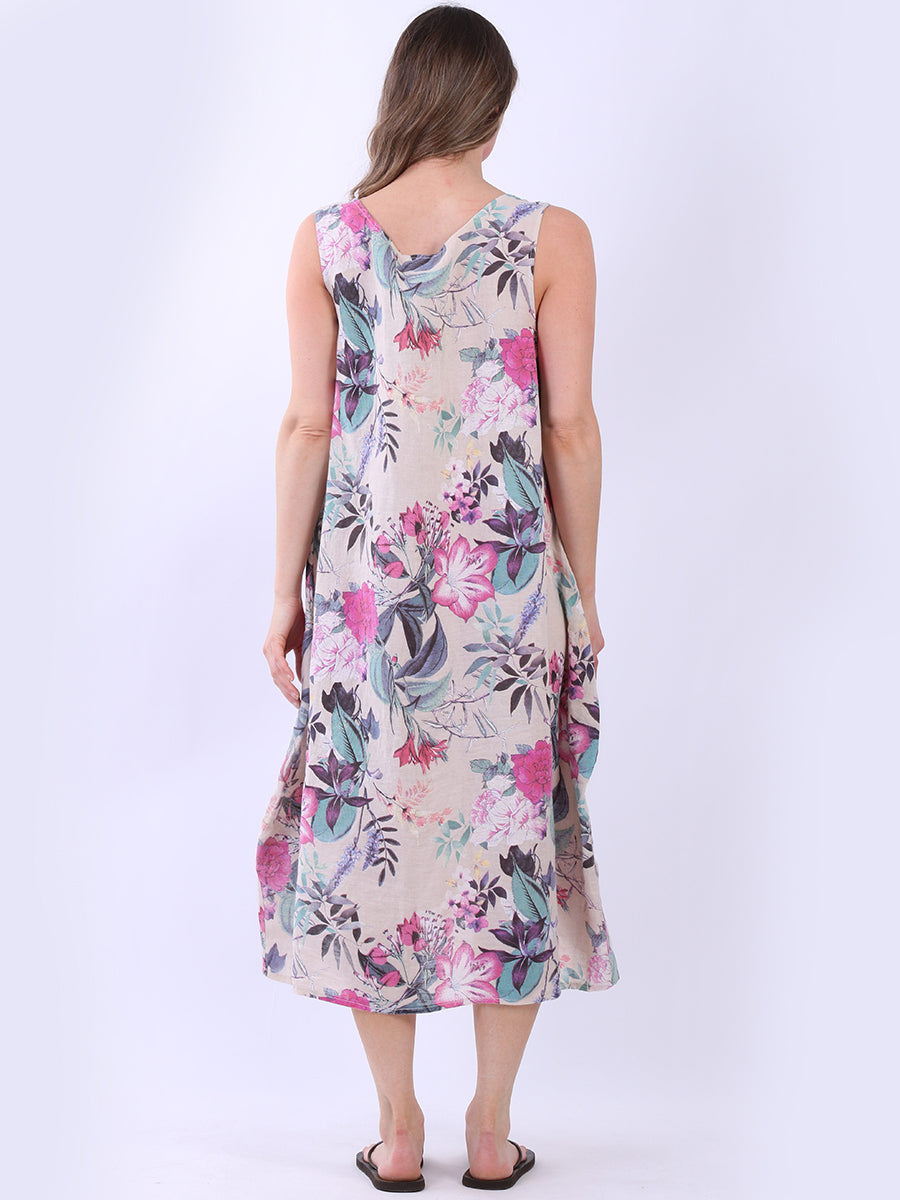 Sleeveless Linen Floral Sundress