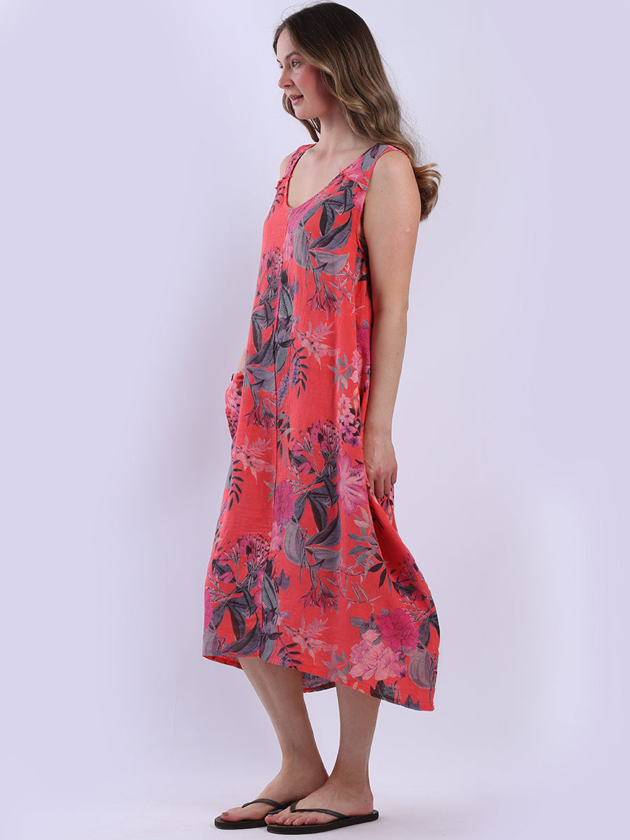 Sleeveless Linen Floral Sundress