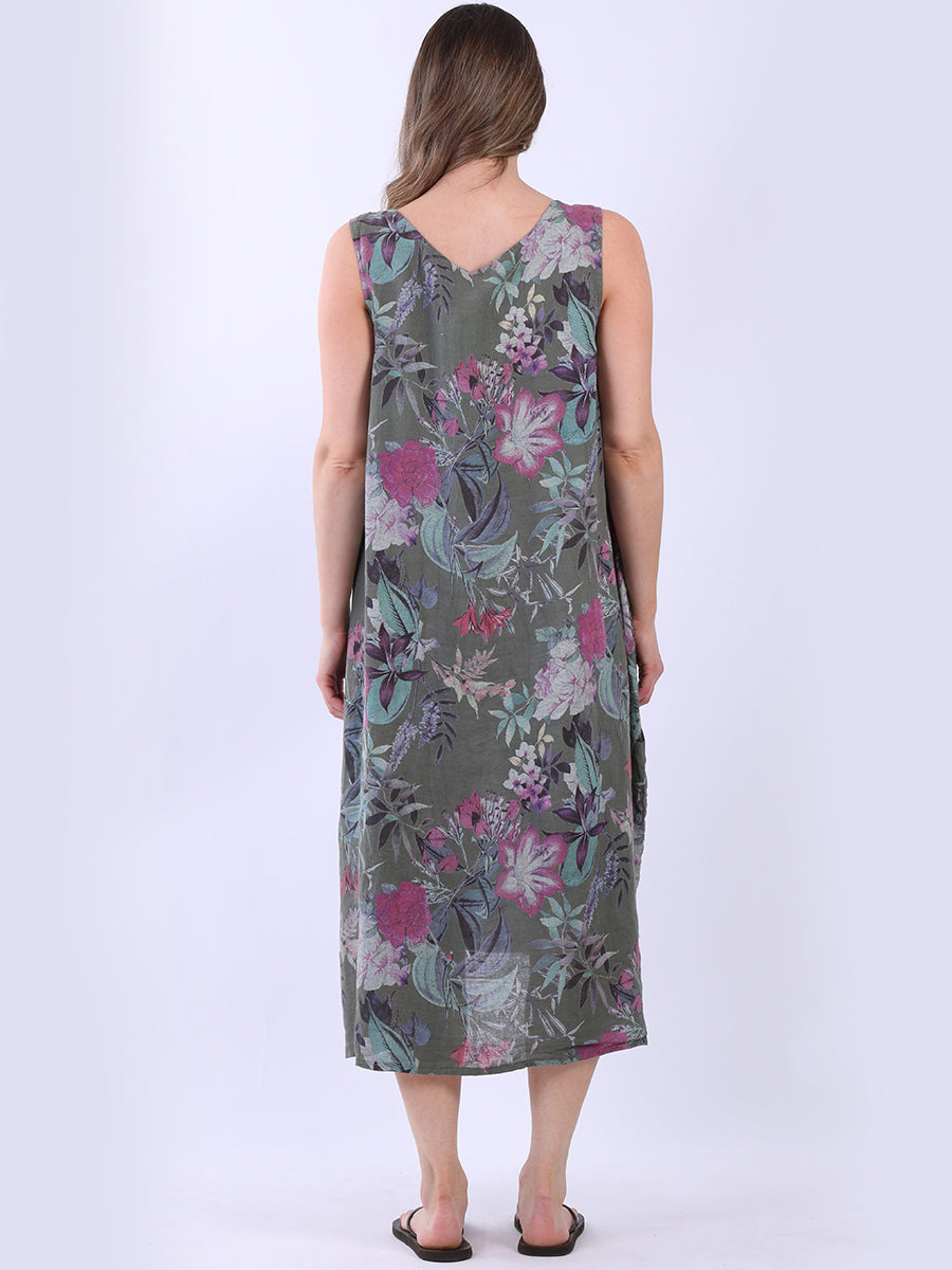 Sleeveless Linen Floral Sundress