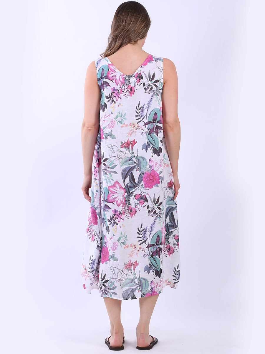 Sleeveless Linen Floral Sundress