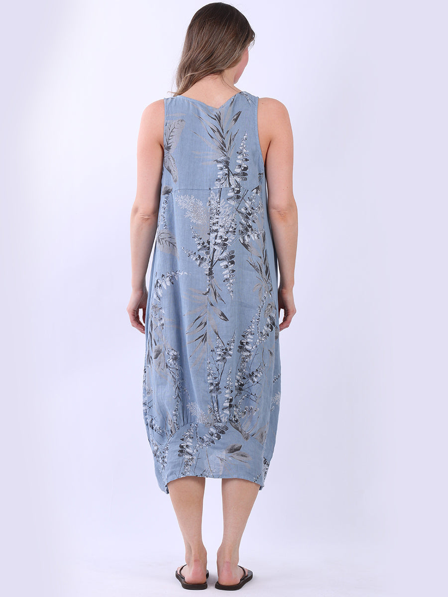 Paisley Print Sleeveless Linen Sundress