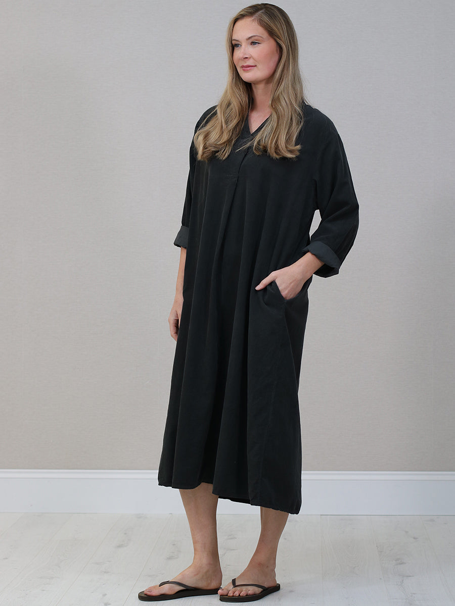 Italian Solid Corduroy Oversized Dress