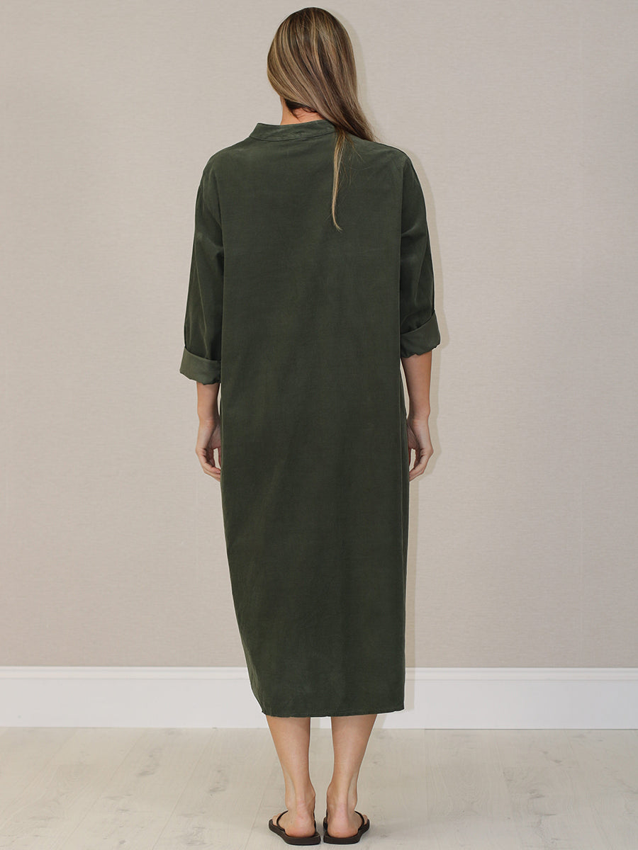 Italian Solid Corduroy Oversized Dress