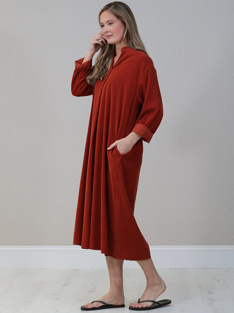 Italian Solid Corduroy Oversized Dress