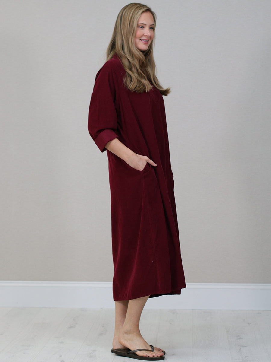 Italian Solid Corduroy Oversized Dress