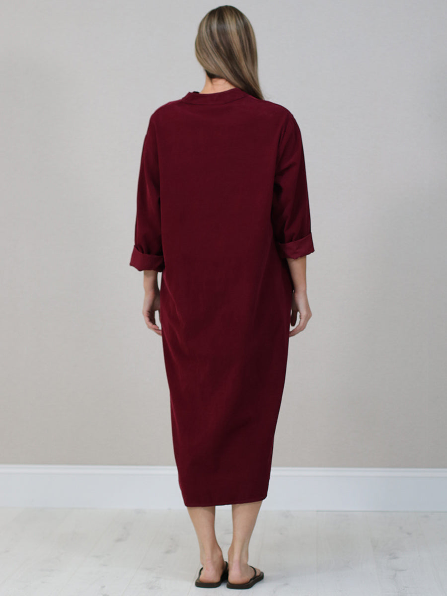 Italian Solid Corduroy Oversized Dress