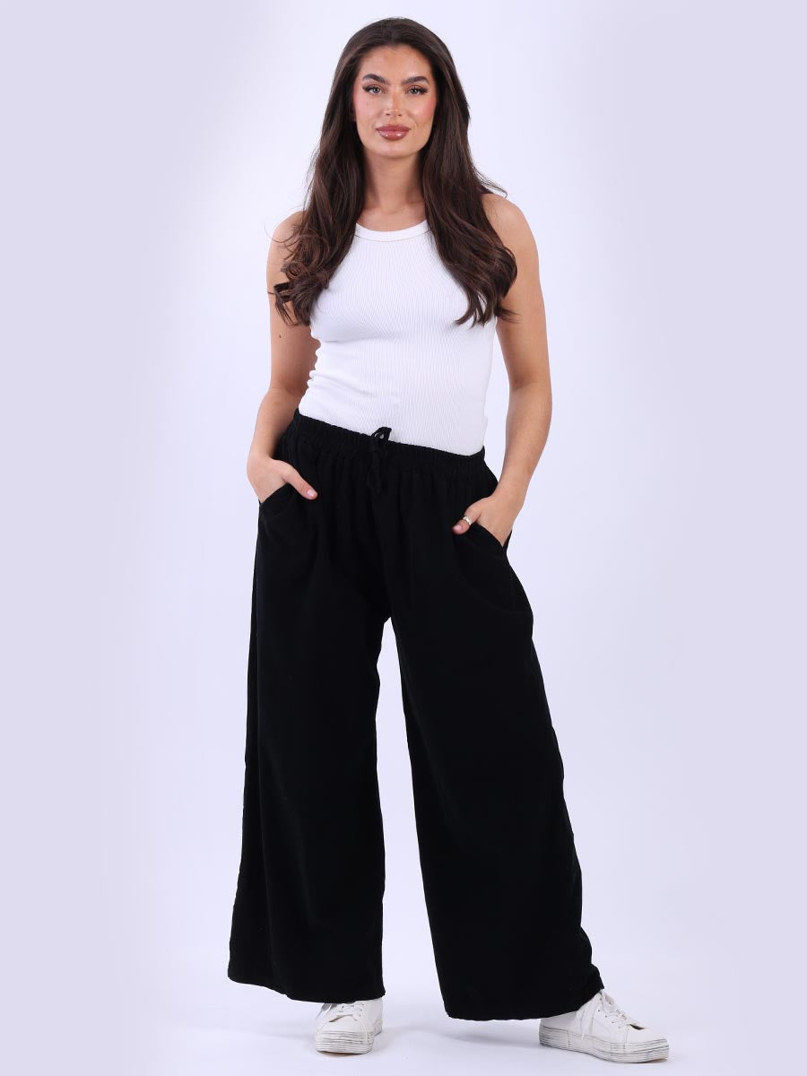 Cozy Side Pocket Cotton Corduroy Wide Leg Palazzo