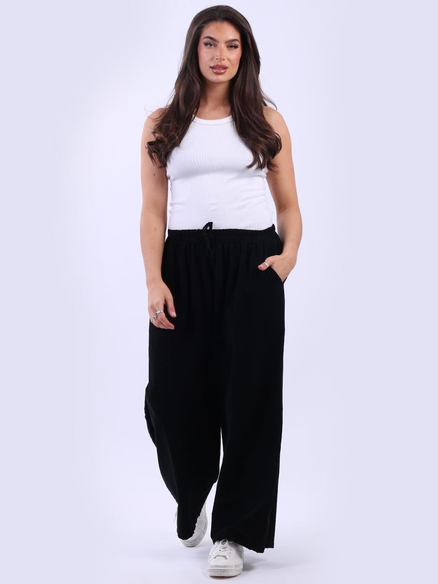 Cozy Side Pocket Cotton Corduroy Wide Leg Palazzo