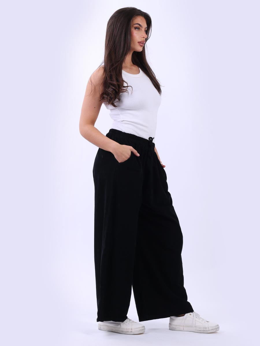 Cozy Side Pocket Cotton Corduroy Wide Leg Palazzo