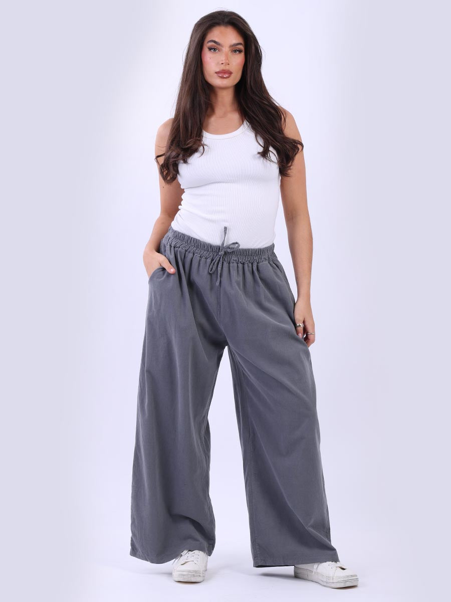 Cozy Side Pocket Cotton Corduroy Wide Leg Palazzo
