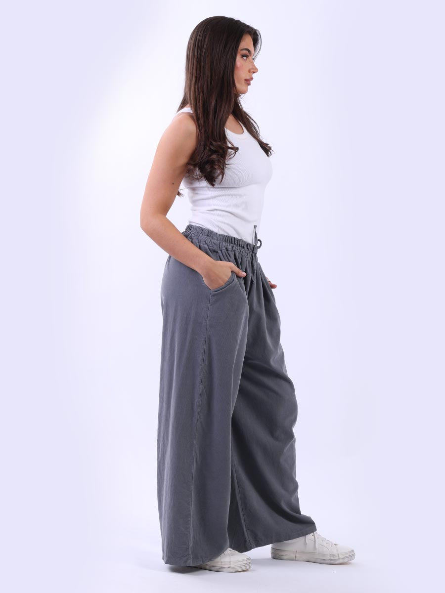 Cozy Side Pocket Cotton Corduroy Wide Leg Palazzo