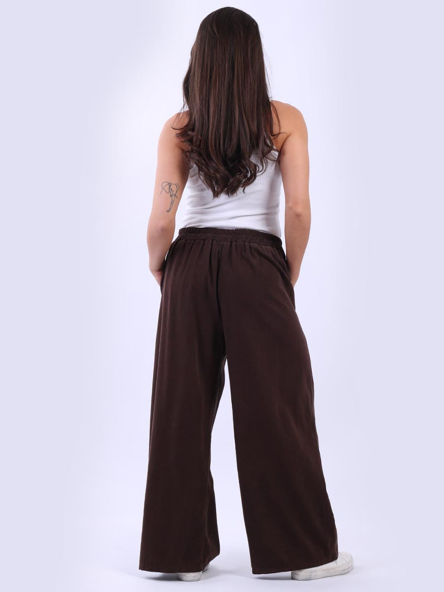 Cozy Side Pocket Cotton Corduroy Wide Leg Palazzo