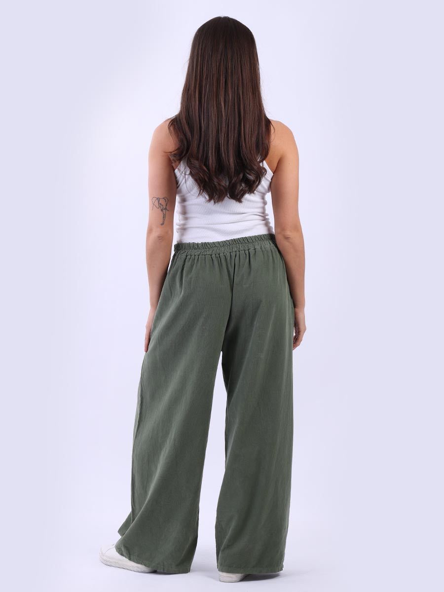 Cozy Side Pocket Cotton Corduroy Wide Leg Palazzo