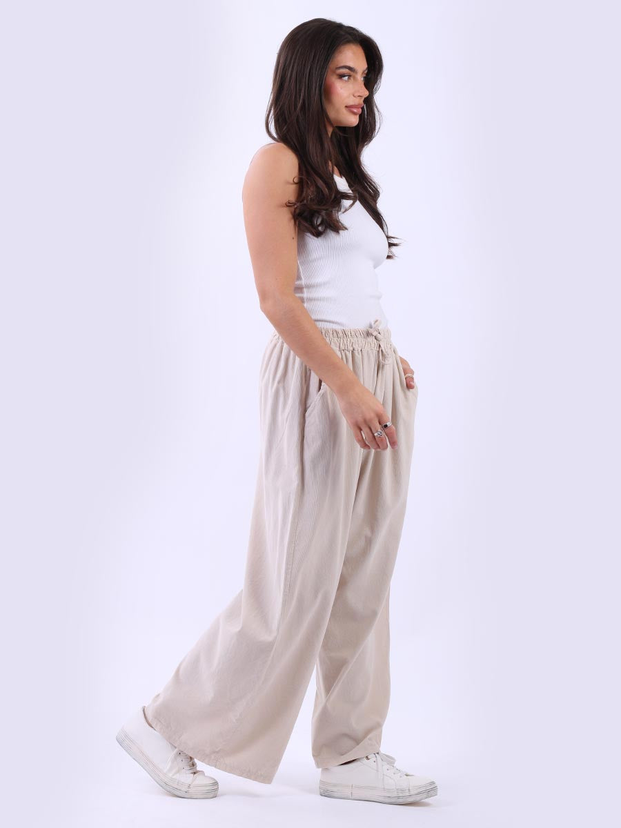Cozy Side Pocket Cotton Corduroy Wide Leg Palazzo