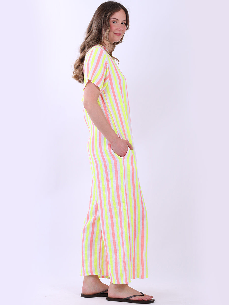 Multi Stripes Cotton Jumpsuit